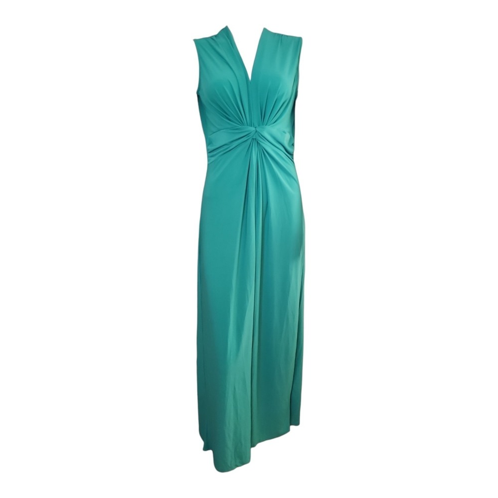 IMAN Teal Twist-Front Maxi Dress